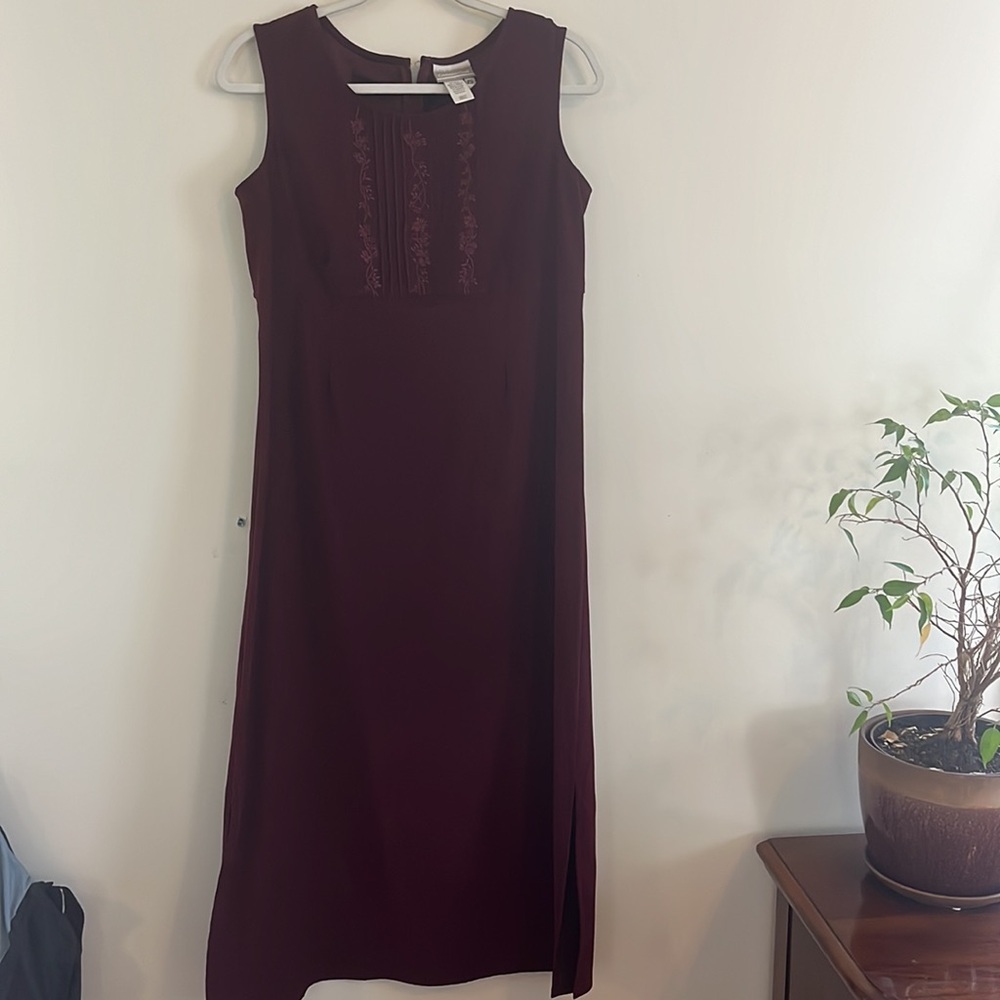 Vintage Coldwater Creek Two Piece Set Dress Jacket Floral Burgundy S 90s cottage - Picture 7 of 10